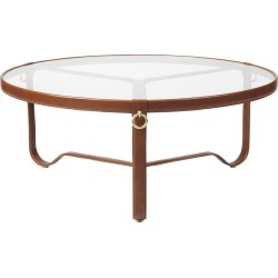 cuir brun - Ø100cm - table basse Adnet - Gubi