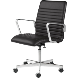 black - with castors - Soft leather - low back Oxford Premium - Fritz Hansen