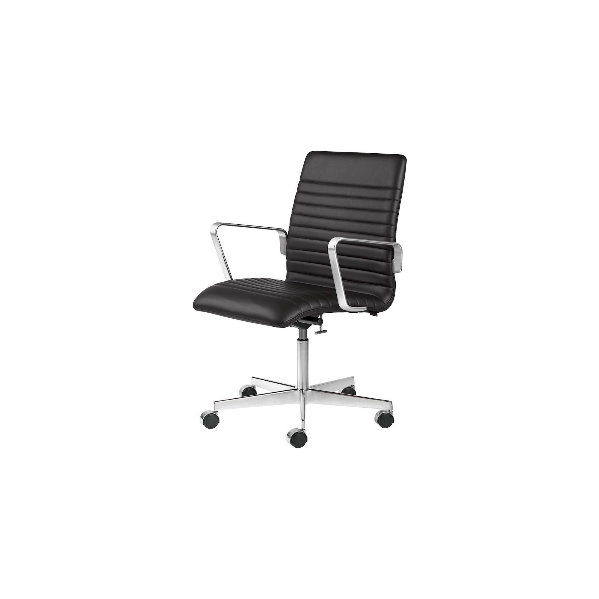 black - with castors - Soft leather - low back Oxford Premium - Fritz Hansen