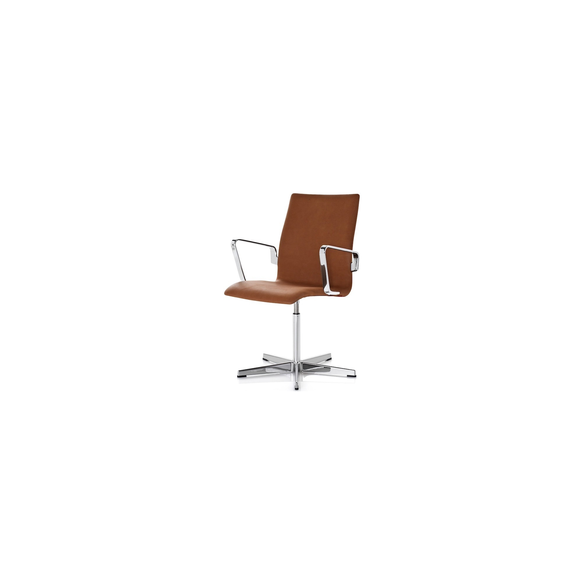 without castors - cognac Soft leather - low back Oxford Classic - Fritz Hansen