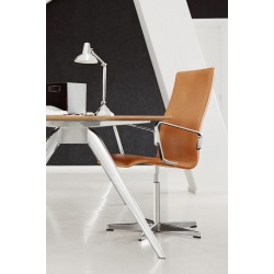 without castors - cognac Soft leather - medium back Oxford Classic - Fritz Hansen