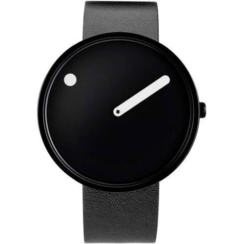 montre Picto - Ø40mm - noir, cuir noir