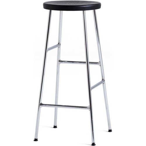 H75 - black oak + chromed steel - Cornet bar stool - HAY