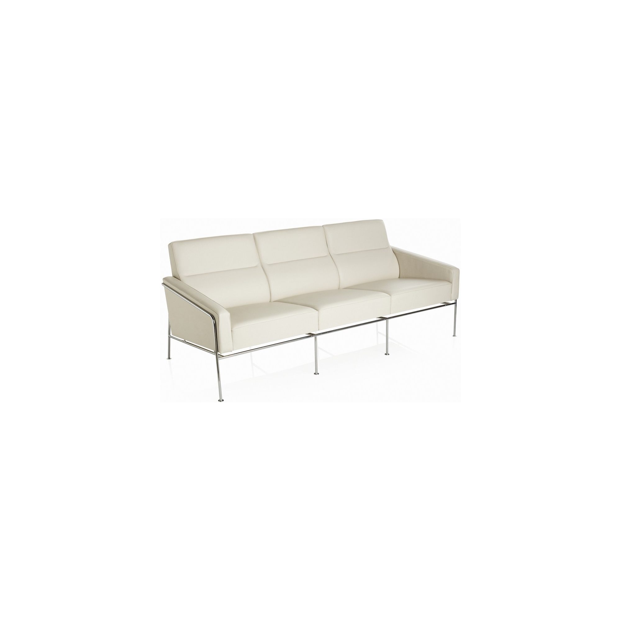 3-seater - White leather - 3303 sofa - Fritz Hansen