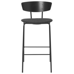 H64cm - noir / gris foncé - tabouret de bar Herman rembourré - Ferm Living