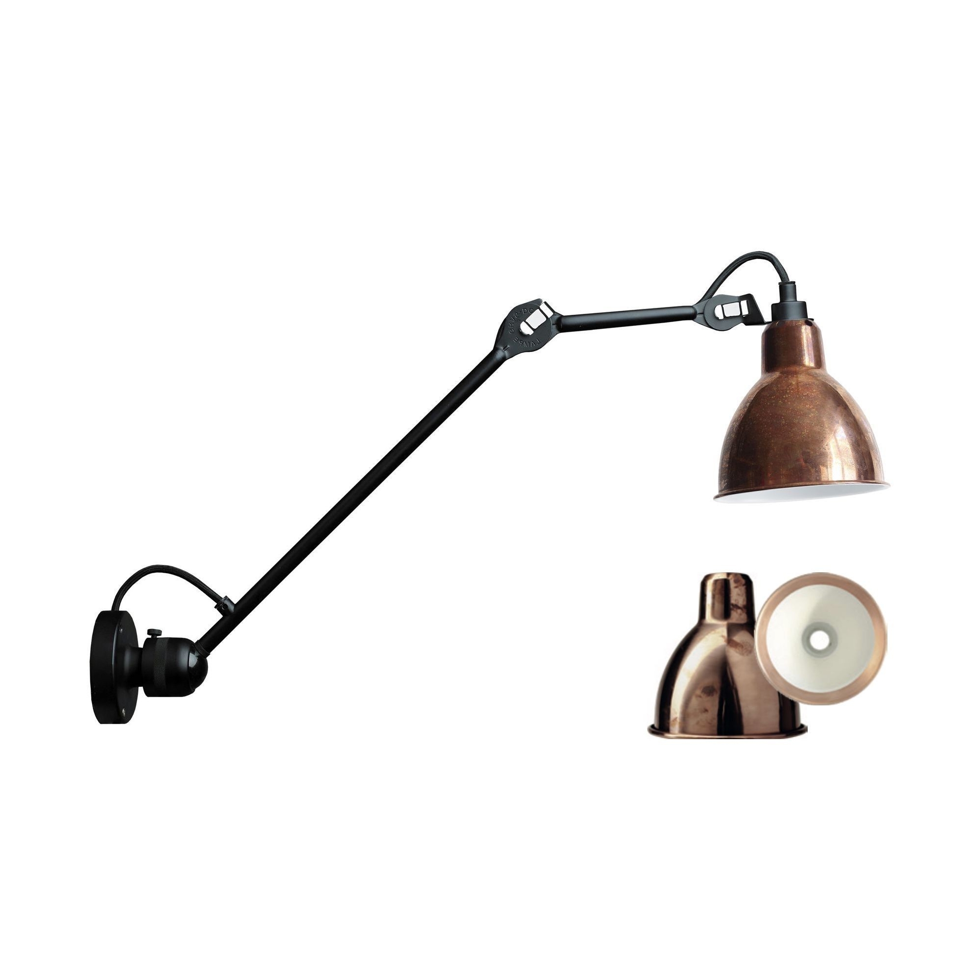 black / round raw copper, white inside - Gras 304 L 40 - wall lamp - DCW éditions