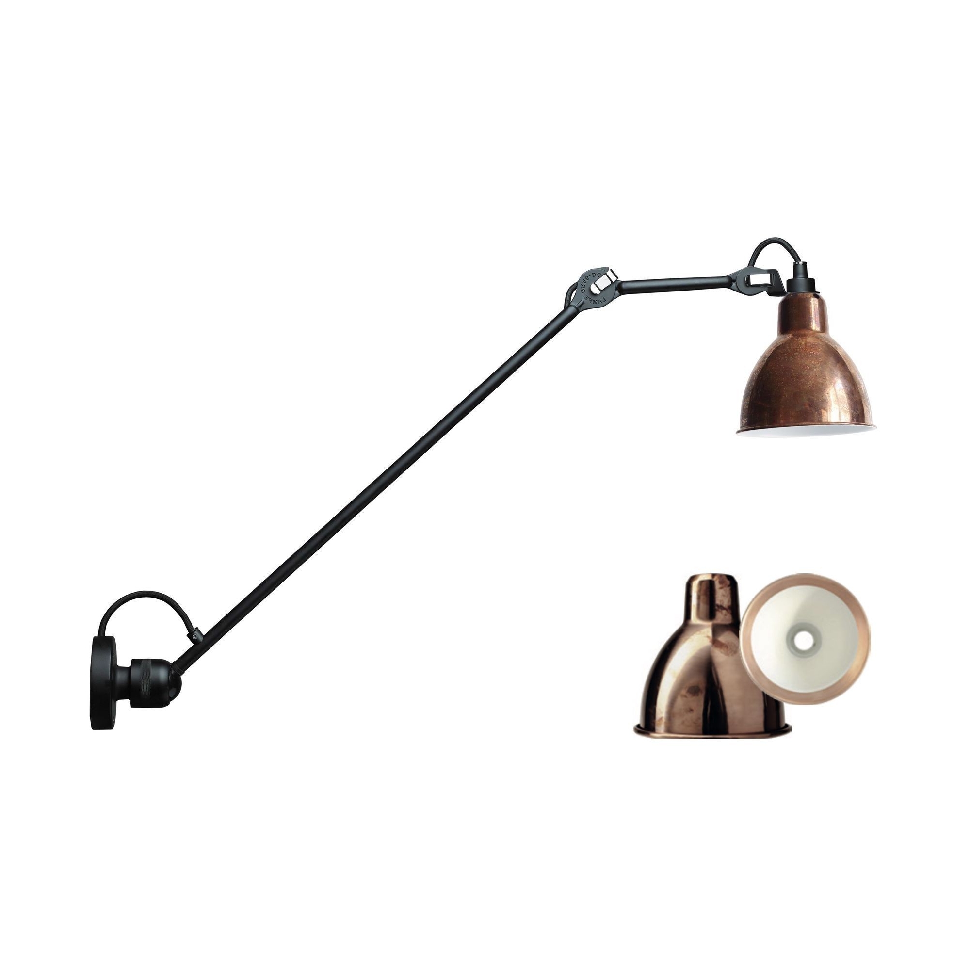 black / round raw copper, white inside - Gras 304 L 60 - wall lamp - DCW éditions