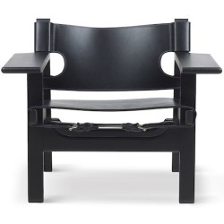 cuir noir + chêne noir - Spanish chair - Fredericia