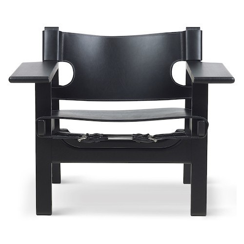 cuir noir + chêne noir - Spanish chair - Fredericia