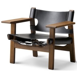 cuir noir + chêne fumé - Spanish chair - Fredericia