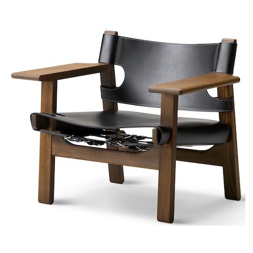 black leather + smoked oak - Spanish chair - Fredericia