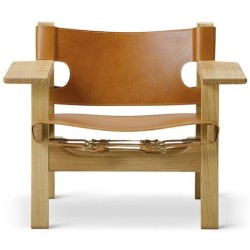 cuir cognac + chêne huilé - Spanish chair - Fredericia