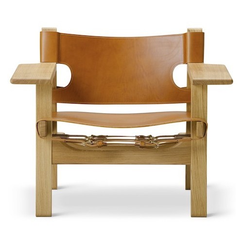 cognac leather + oiled oak - Spanish chair - Fredericia