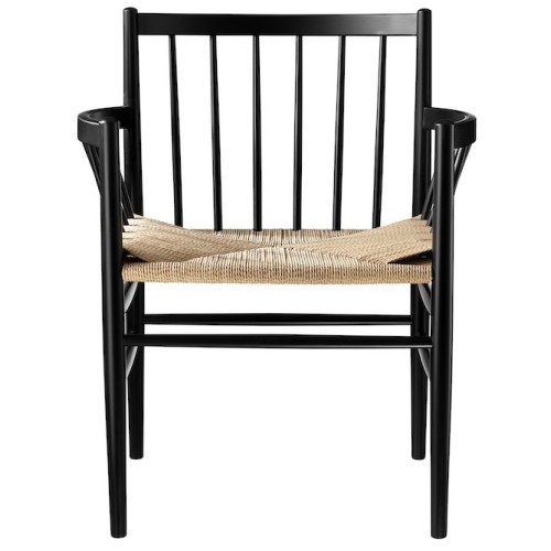 natural paper cord / black beech J81 chair - FDB Møbler