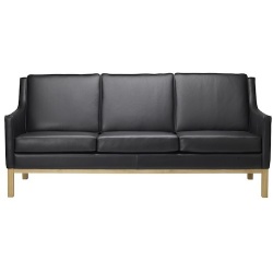 black leather - L601 3-seater sofa (sort) - FDB Møbler