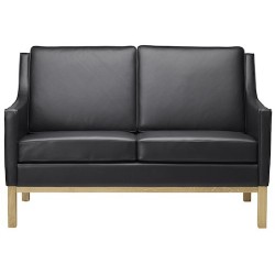 black leather - L601 2-seater sofa (sort) - FDB Møbler