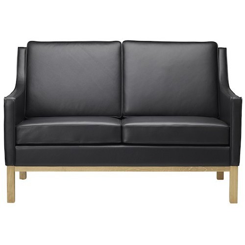 black leather - L601 2-seater sofa (sort) - FDB Møbler