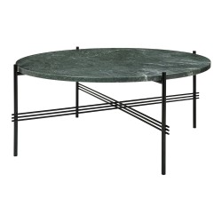 Ø80xH35cm - marbre vert - base noire - table ronde TS - Gubi