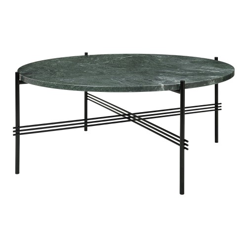 Ø80xH35cm - marbre vert - base noire - table ronde TS - Gubi