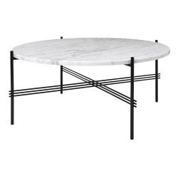 Ø80xH35cm - marbre blanc - base noire - table ronde TS* - Gubi