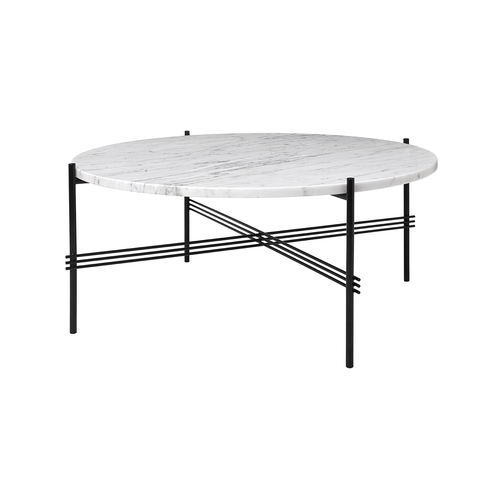 Ø80xH35cm - marbre blanc - base noire - table ronde TS* - Gubi