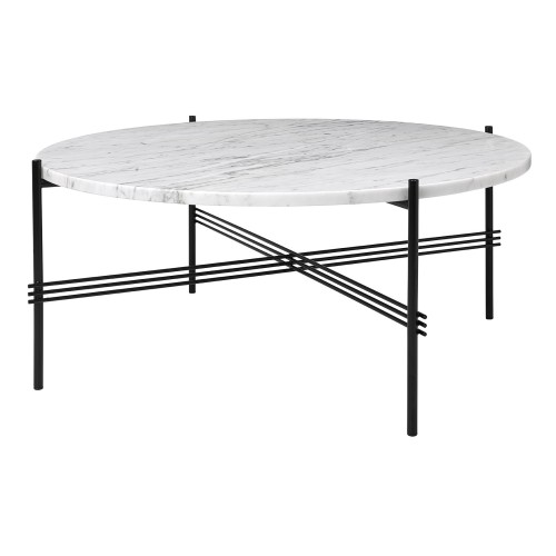 Ø80xH35cm - marbre blanc - base noire - table ronde TS* - Gubi