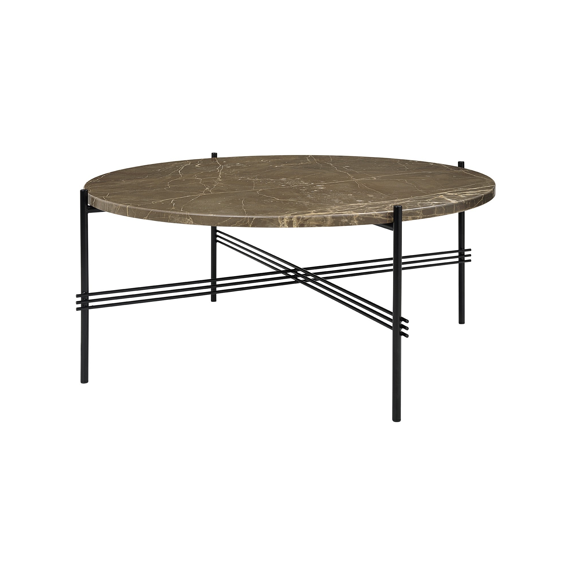 Ø80xH35cm - marbre marron - base noire - table ronde TS - Gubi