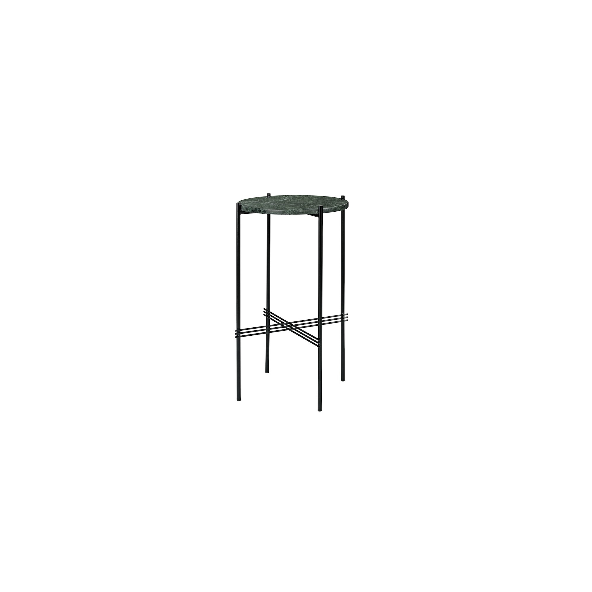 Ø40xH70cm - green marble - black base - TS consol round - Gubi