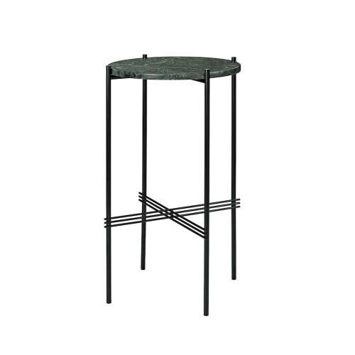 Ø40xH70cm - green marble - black base - TS consol round - Gubi