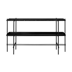 marbre noir et plateau métal noir - base noire - console rectangulaire TS - Gubi