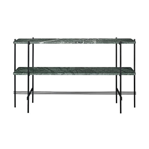 marbre vert - 2 plateaux - base noire - console rectangulaire TS - Gubi