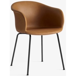 Cognac Silk leather + black - Elefy chair JH29 - &Tradition