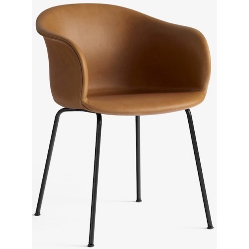 Cognac Silk leather + black - Elefy chair JH29 - &Tradition