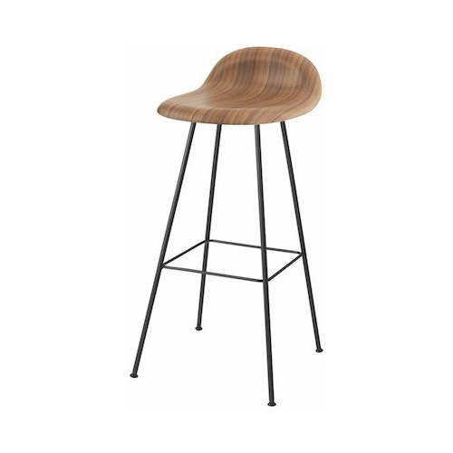 walnut shell - 4 black metal legs - 3D stool - Gubi