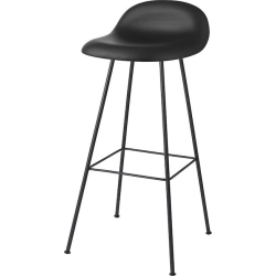 black silk leather upholstery - 4 black metal legs - 3D stool - Gubi