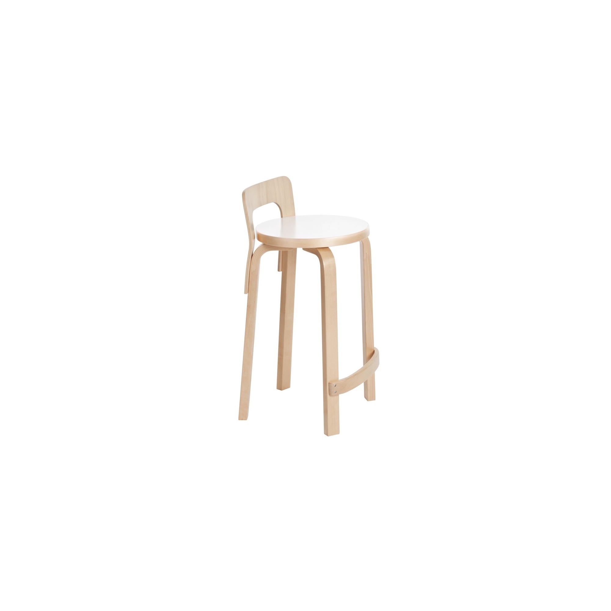 natural birch + white HPL seat - K65 high chair - Artek