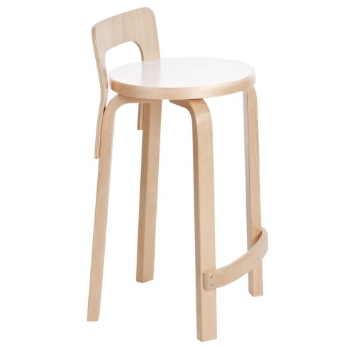 natural birch + white HPL seat - K65 high chair - Artek