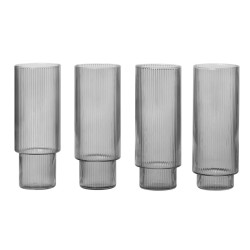 4 long drink glasses – Ripple – smoked grey