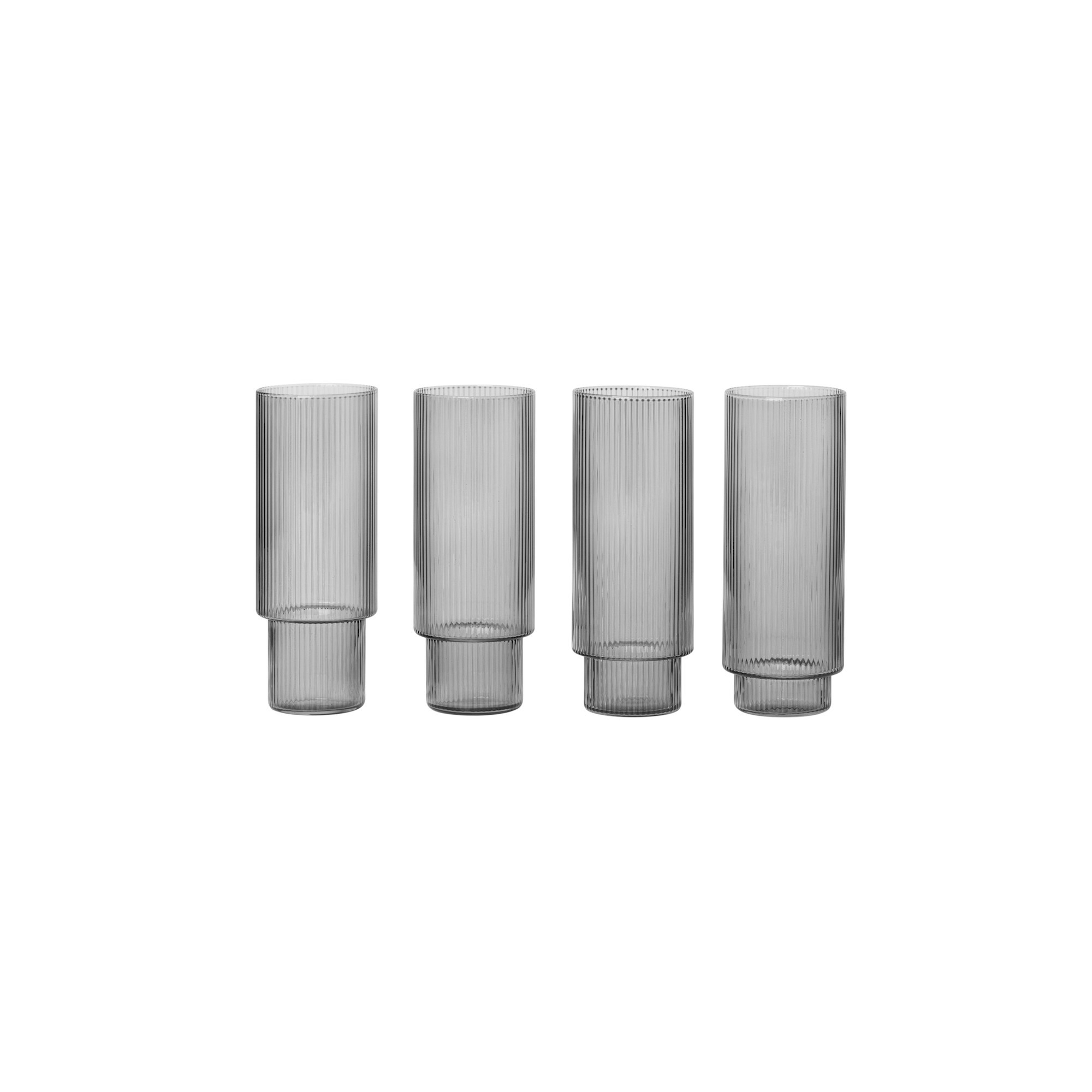 4 long drink glasses – Ripple – smoked grey