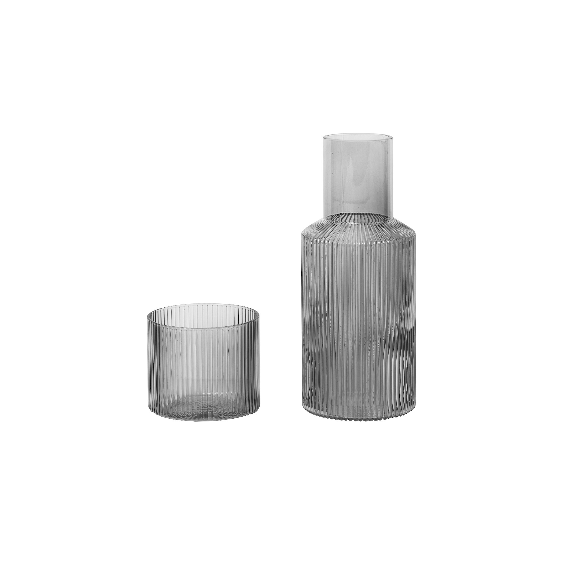 small carafe set - Ripple - smoked grey - Ferm Living