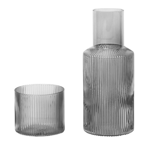 small carafe set - Ripple - smoked grey - Ferm Living