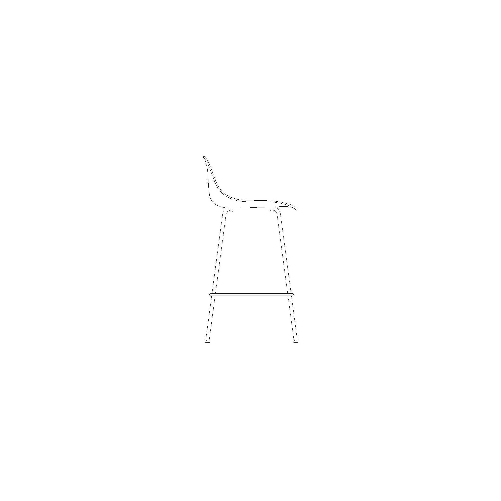 Fiber bar stool - tube base, with backrest - Muuto