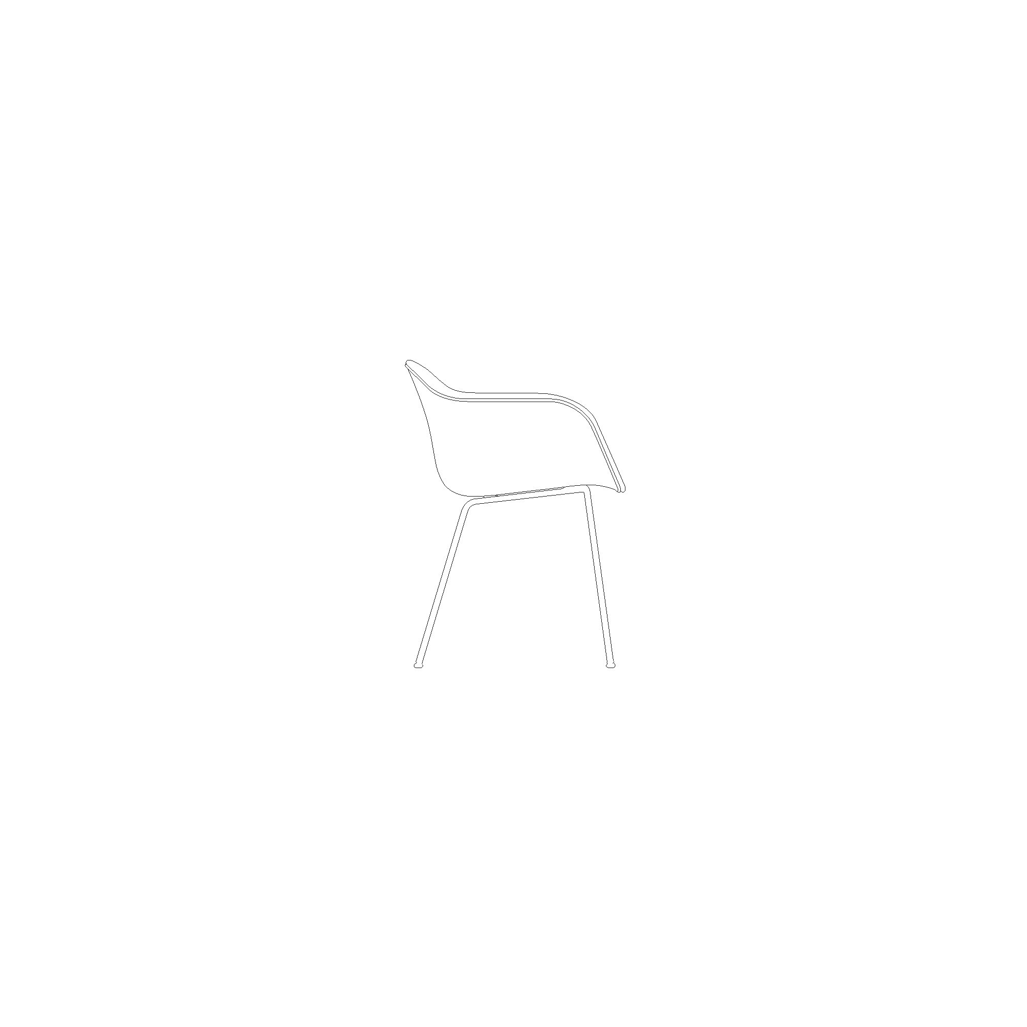 recycled plastic seat - Fiber chair tube base with armrests - Muuto