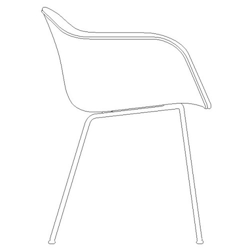 assise plastique recyclée - chaise Fiber avec accoudoirs pieds tube - Muuto