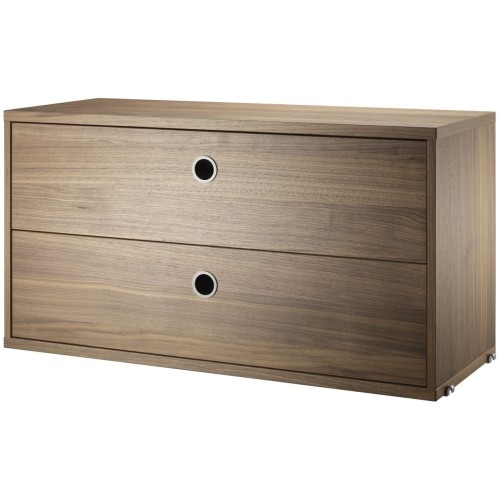 Chest 2 drawers - walnut - W78xD30xH42 cm - String Furniture