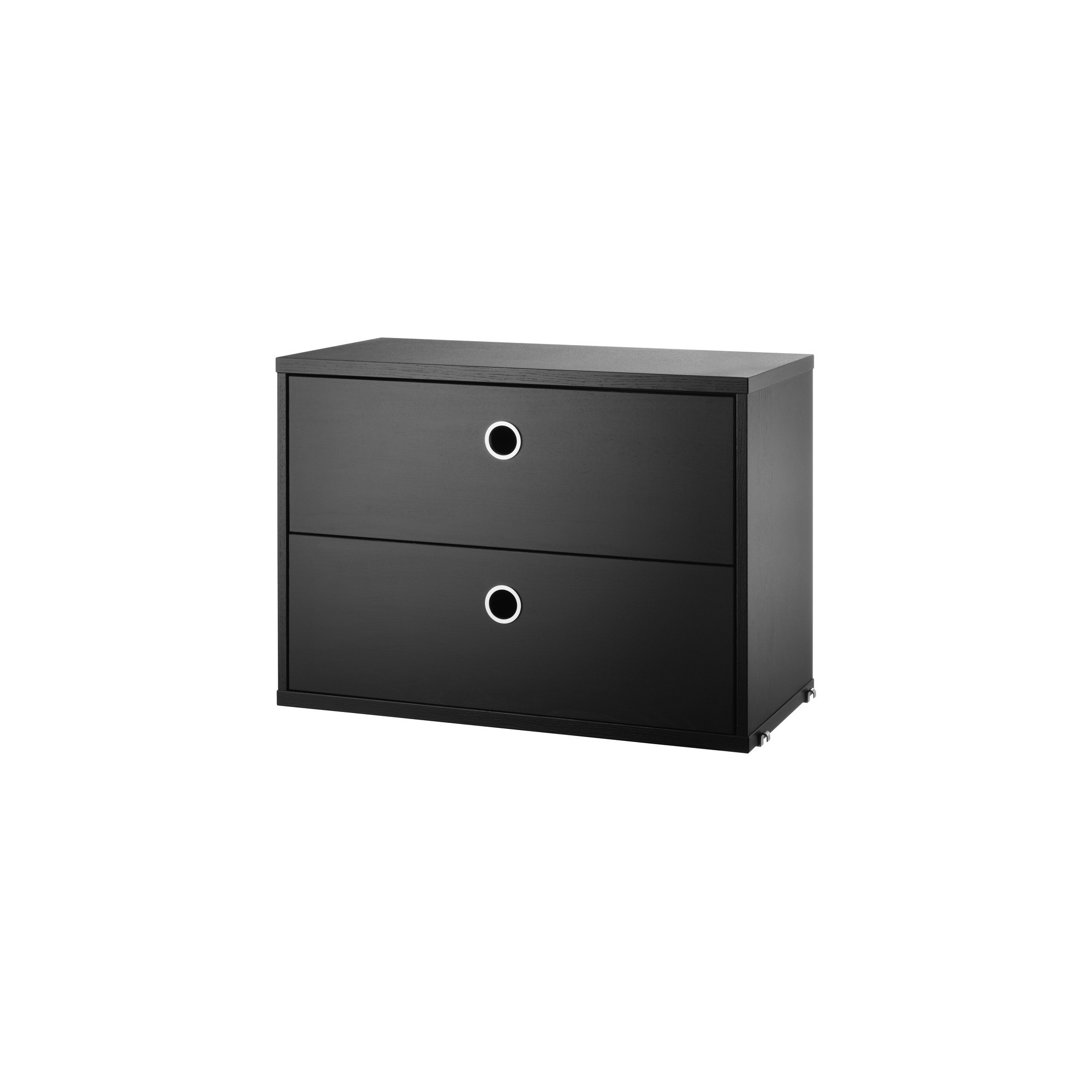 Chest 2 drawers - black stained ash - W58xD30xH42 cm - String Furniture