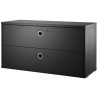 Chest 2 drawers - black stained ash - W78xD30xH42 cm - String Furniture