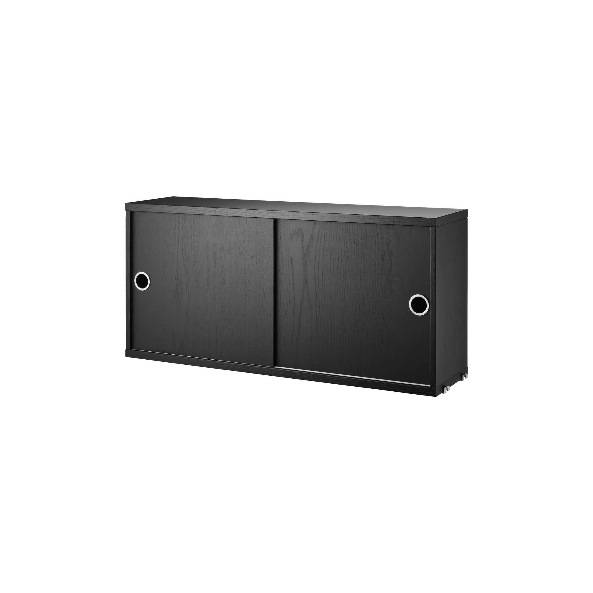 Cabinet portes coulissantes - frêne teinté noir - L78xP20xH37 cm - String Furniture