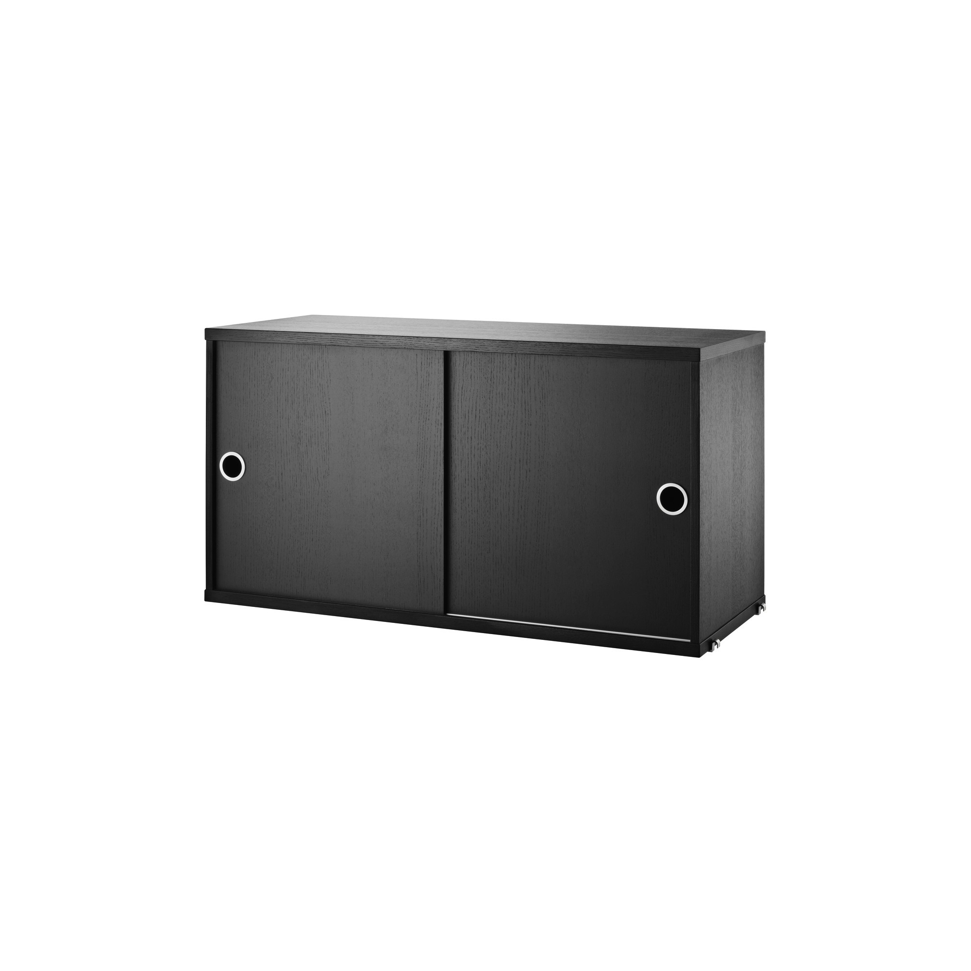 Cabinet portes coulissantes - frêne teinté noir - L78xP30xH42 cm - String Furniture