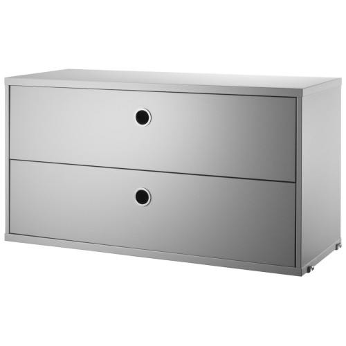 SOLD OUT – Chest 2 drawers - grey - W78xD30xH42 cm - String Furniture